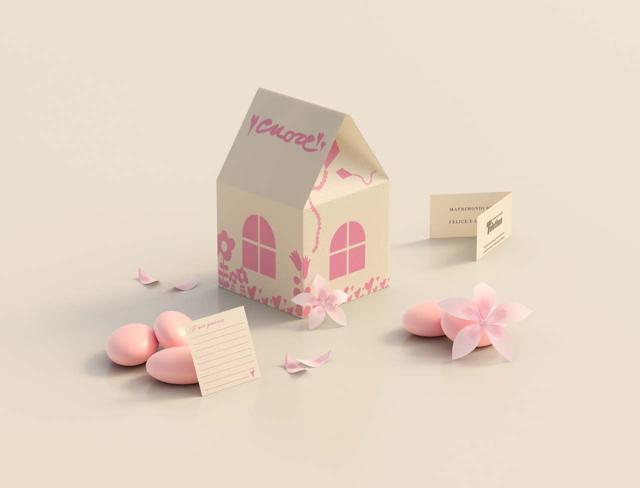 Casetta del pensiero felice bianco/rosa