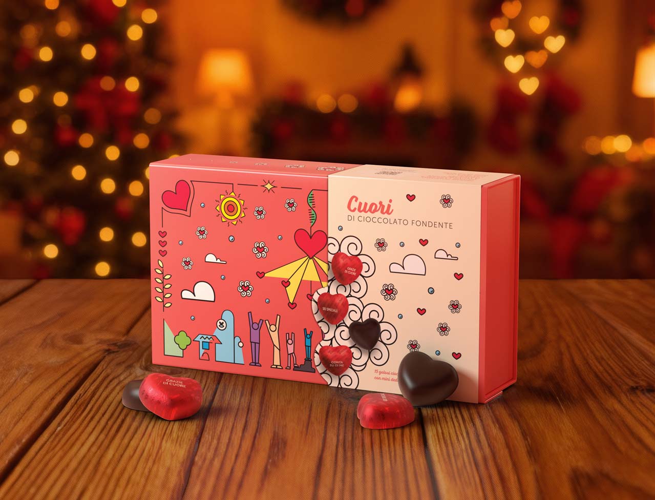 Cuori di cioccolato fondente