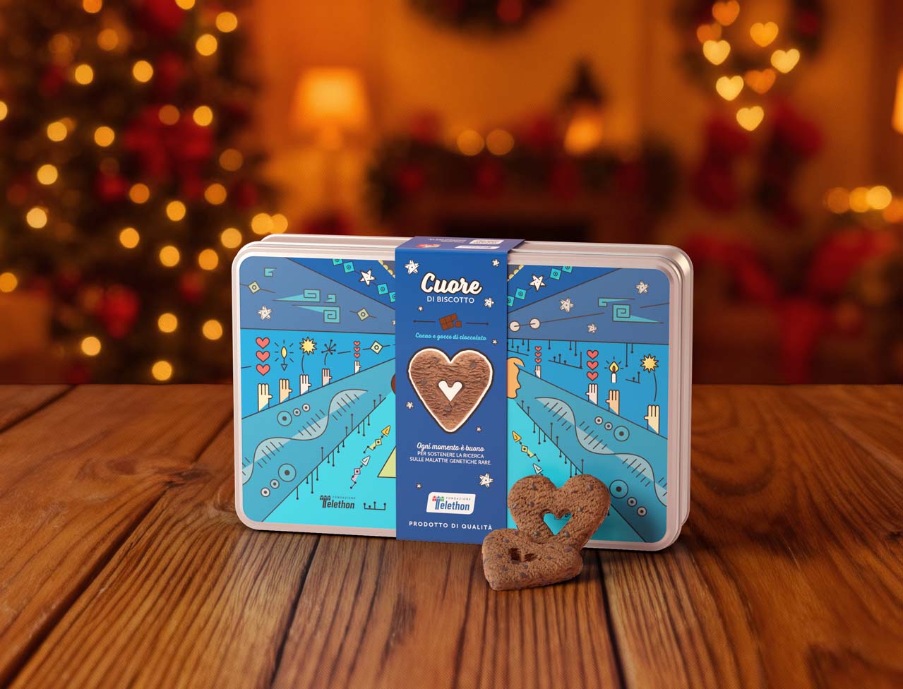 Cuore di biscotto con cacao e gocce di cioccolato
