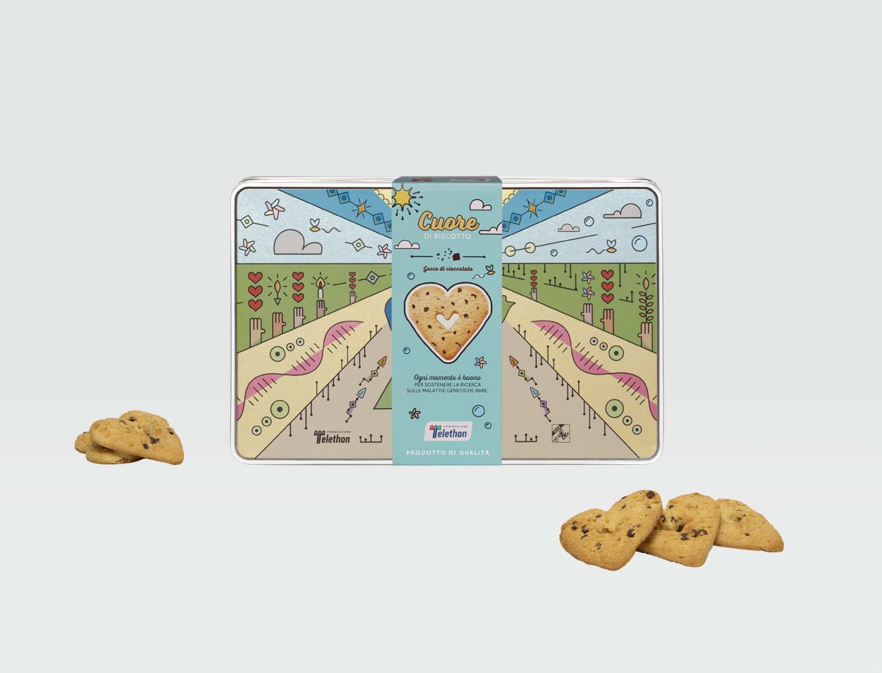 Cuore di biscotto con gocce di cioccolato