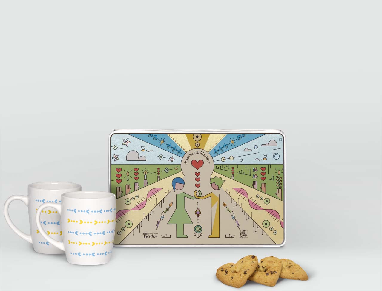Set 2 mug e Cuore di biscotto con gocce di cioccolato