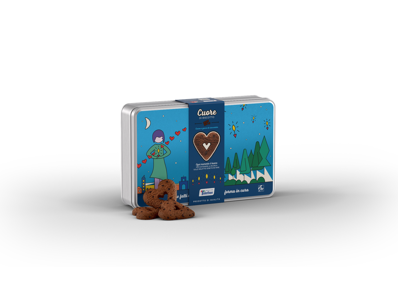 Cuori di Biscotto con cacao e gocce di ciocciolato